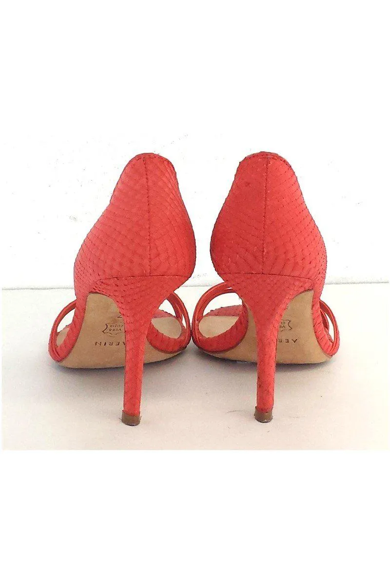 Aerin - Coral Snakeskin Strappy Heels Sz 7