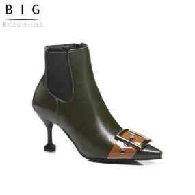 Bigsizeheels Sexy ankle boots with pointed belt buckles - Green