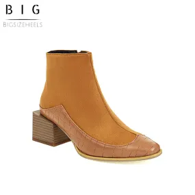 Bigsizeheels Stone pattern profiled heel ankle boots - Yellow