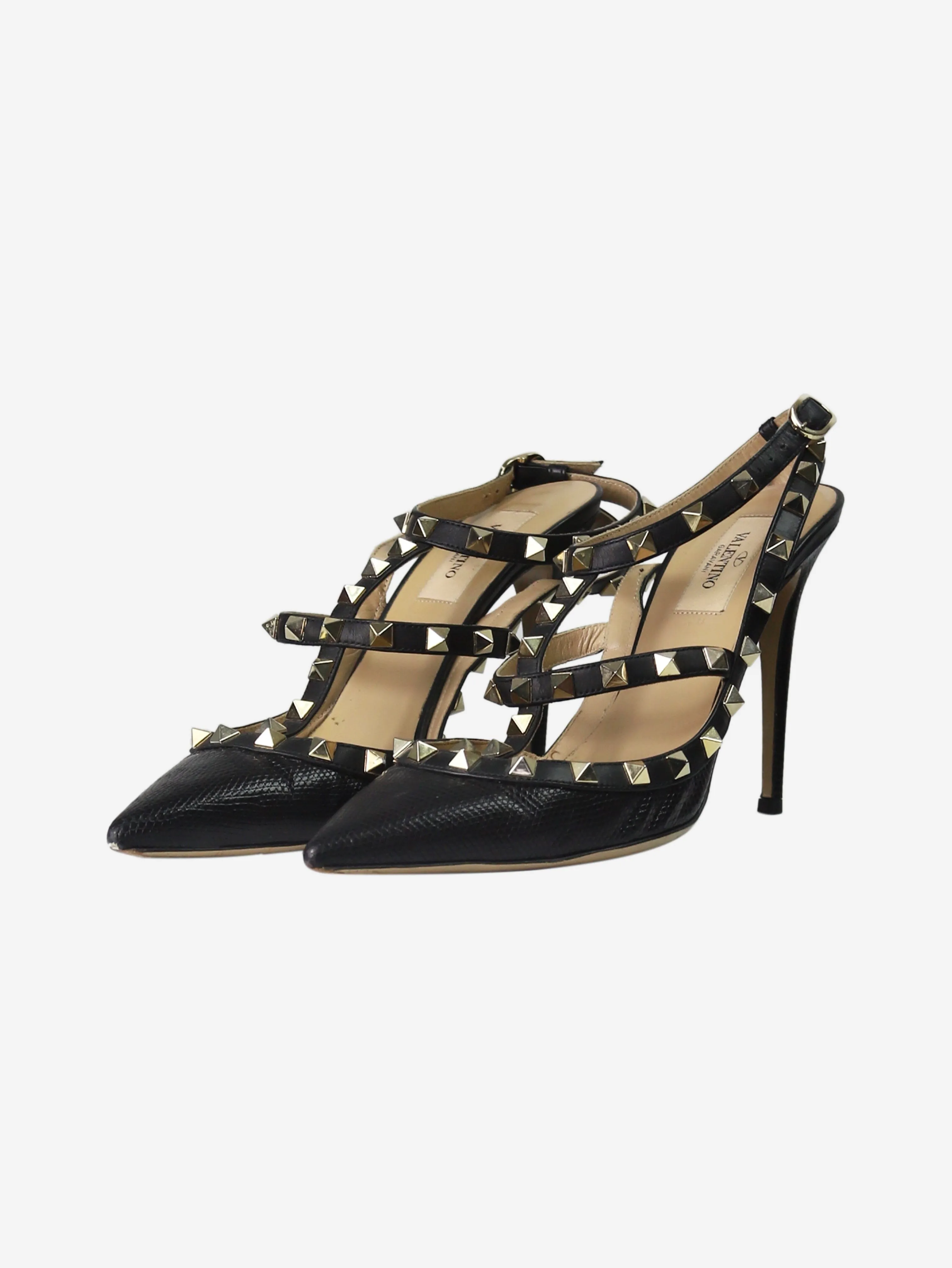 Black rockstud heels - size EU 39