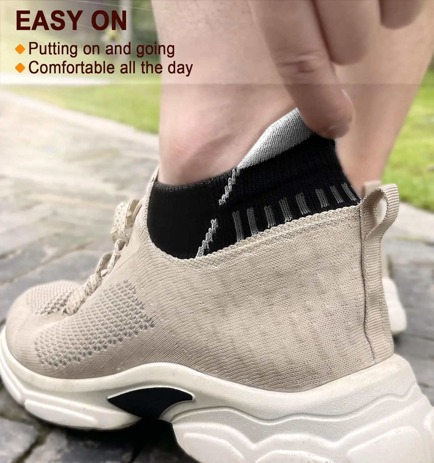 BULLIANT Men Running Socks 6Pairs-Ankle Athletic Socks Wicking Cushioned for Men Walking-Arch Compression Support