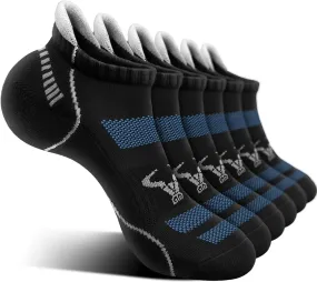 BULLIANT Men Running Socks 6Pairs-Ankle Athletic Socks Wicking Cushioned for Men Walking-Arch Compression Support