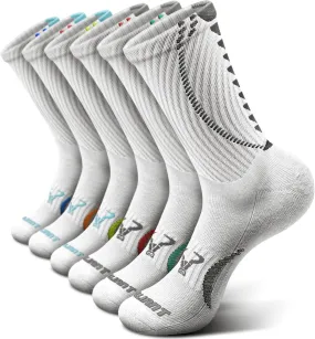 BULLIANT Men Socks, Athletic Compression Crew Socks Cushioned for Men Running Sports Hiking Fishing Arch Support