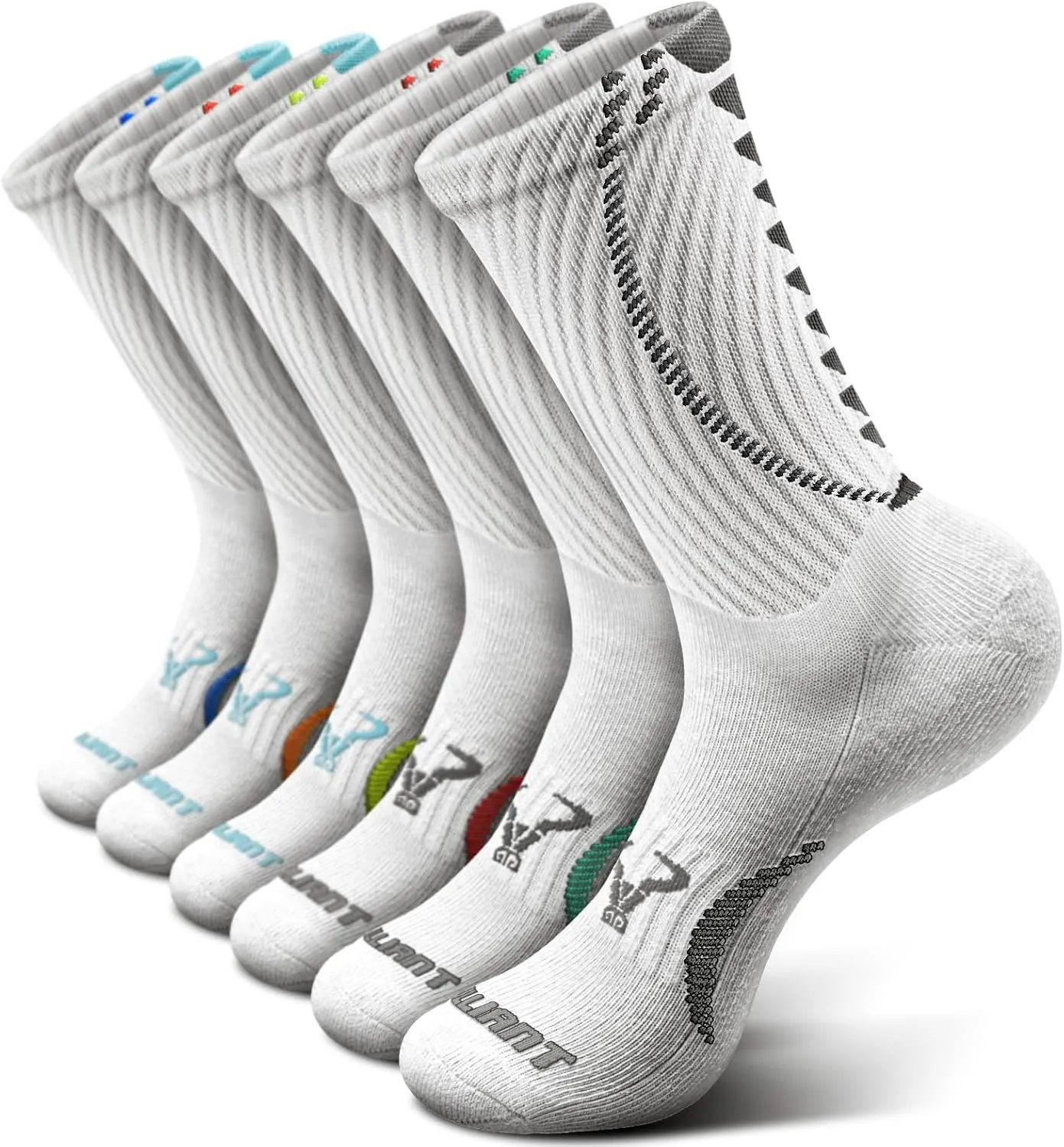 BULLIANT Men Socks, Athletic Compression Crew Socks Cushioned for Men Running Sports Hiking Fishing Arch Support