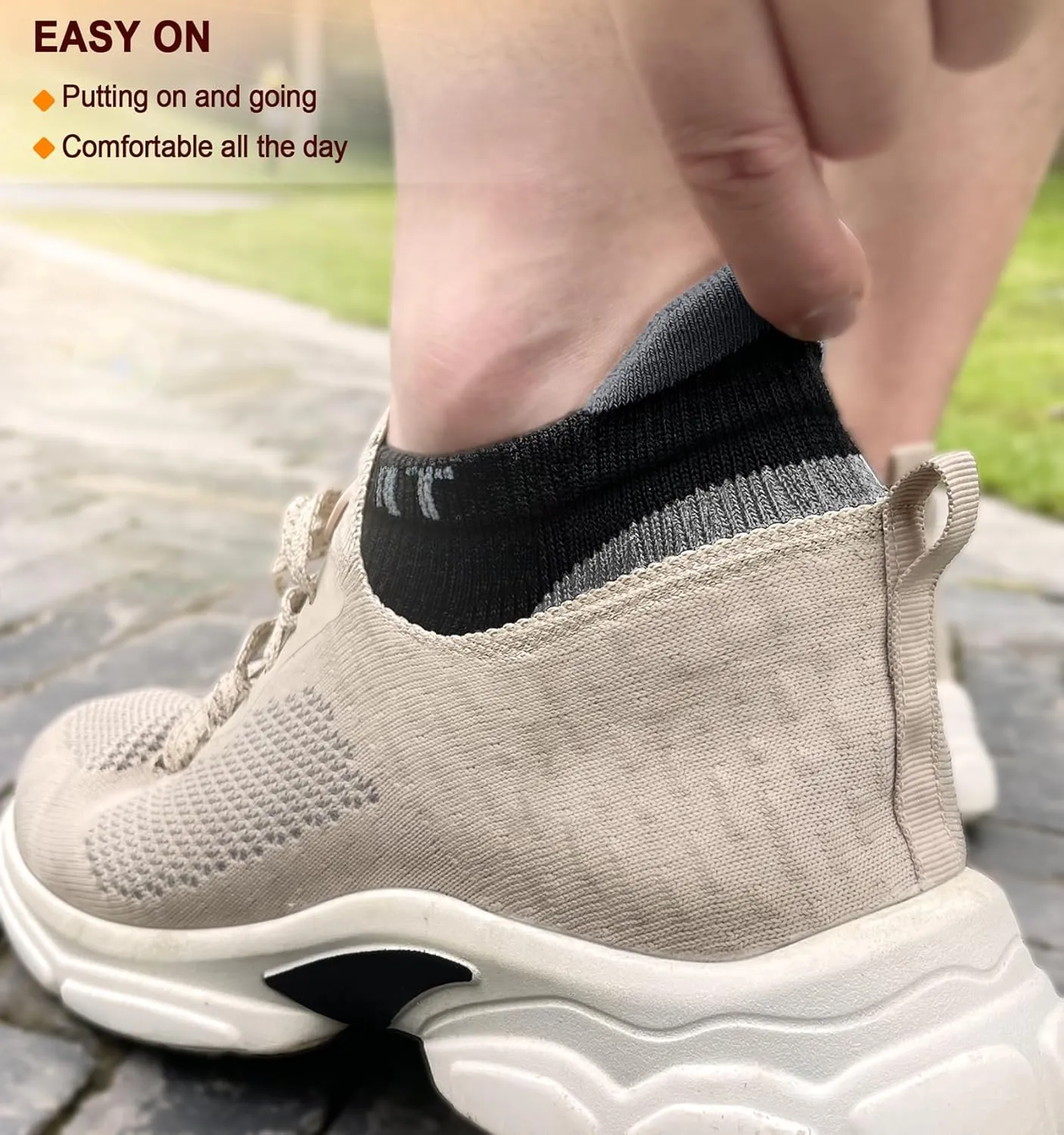 BULLIANT Mens Socks 6 Pairs-Athletic Ankle Socks Cushioned No Show For Men Running-Arch Compression Support