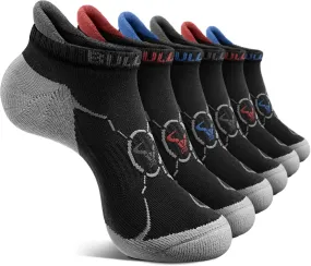 BULLIANT Mens Socks 6 Pairs-Athletic Ankle Socks Cushioned No Show For Men Running-Arch Compression Support