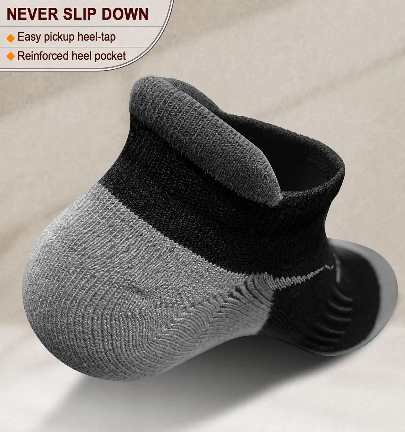 BULLIANT Mens Socks 6 Pairs-Athletic Ankle Socks Cushioned No Show For Men Running-Arch Compression Support