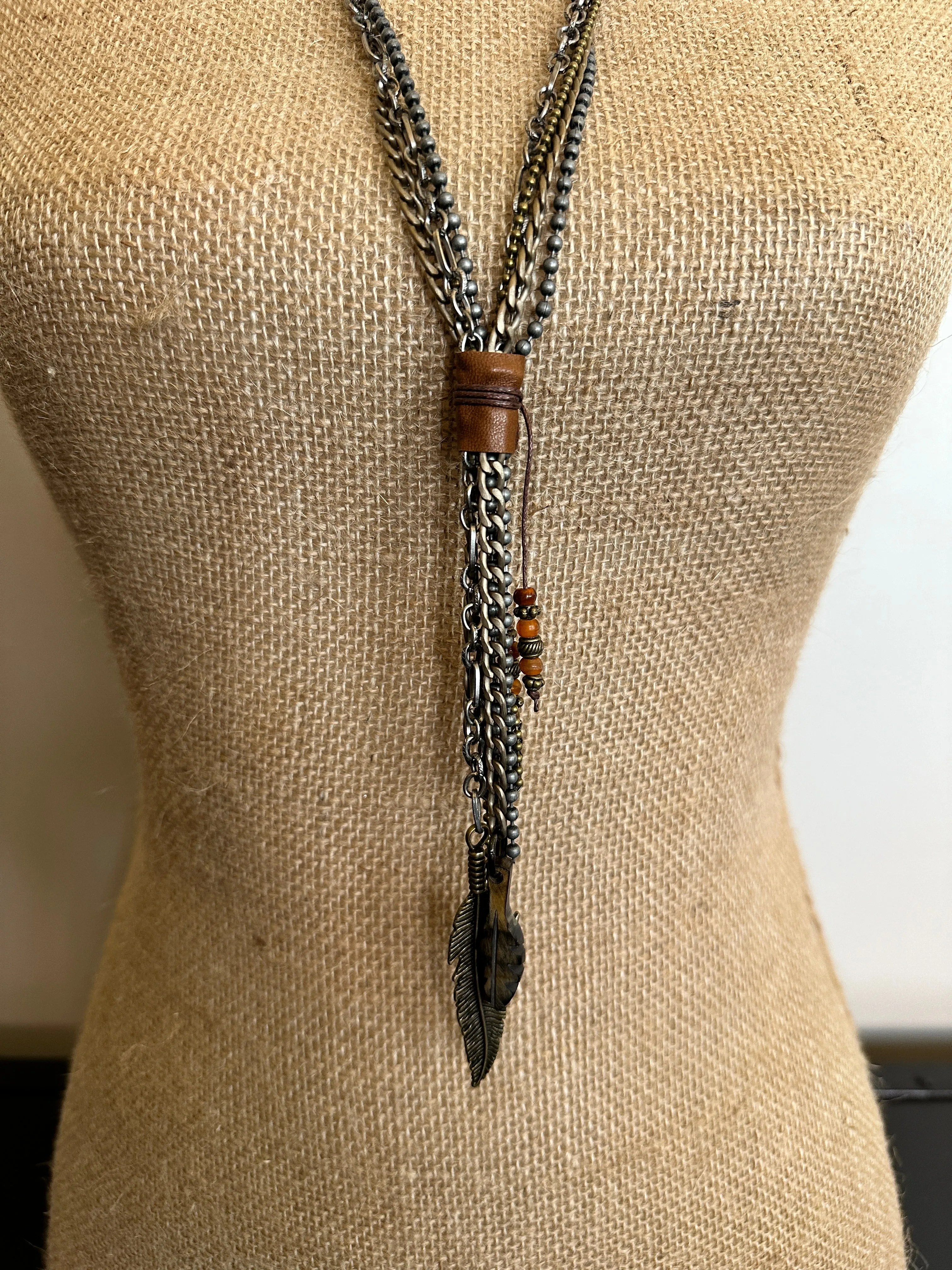 Chain Clutch with Leather, Brass, Horn - Amy Kaplan for Bourbon Cowgirl