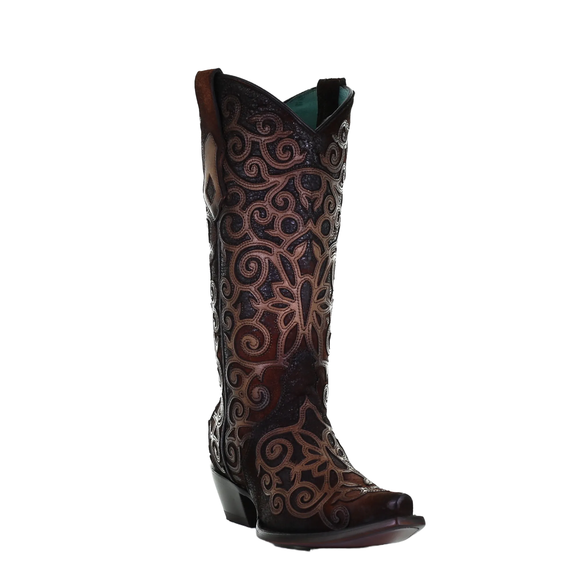 Corral Ladies Chocolate Lamb Overlay with Embroidery Boots C3744