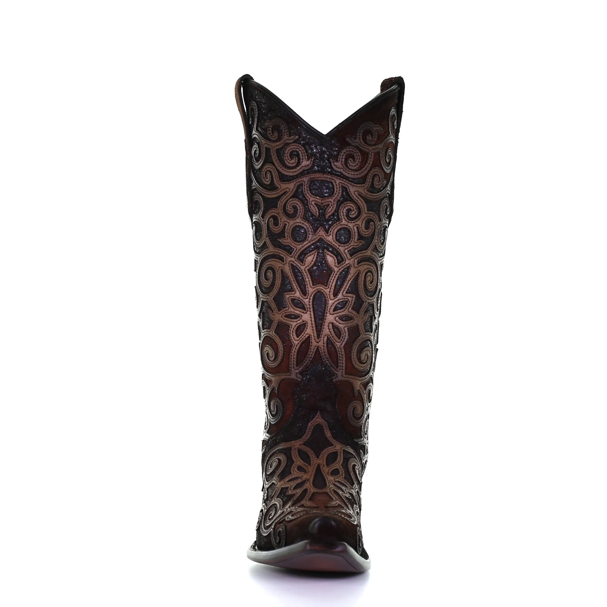 Corral Ladies Chocolate Lamb Overlay with Embroidery Boots C3744