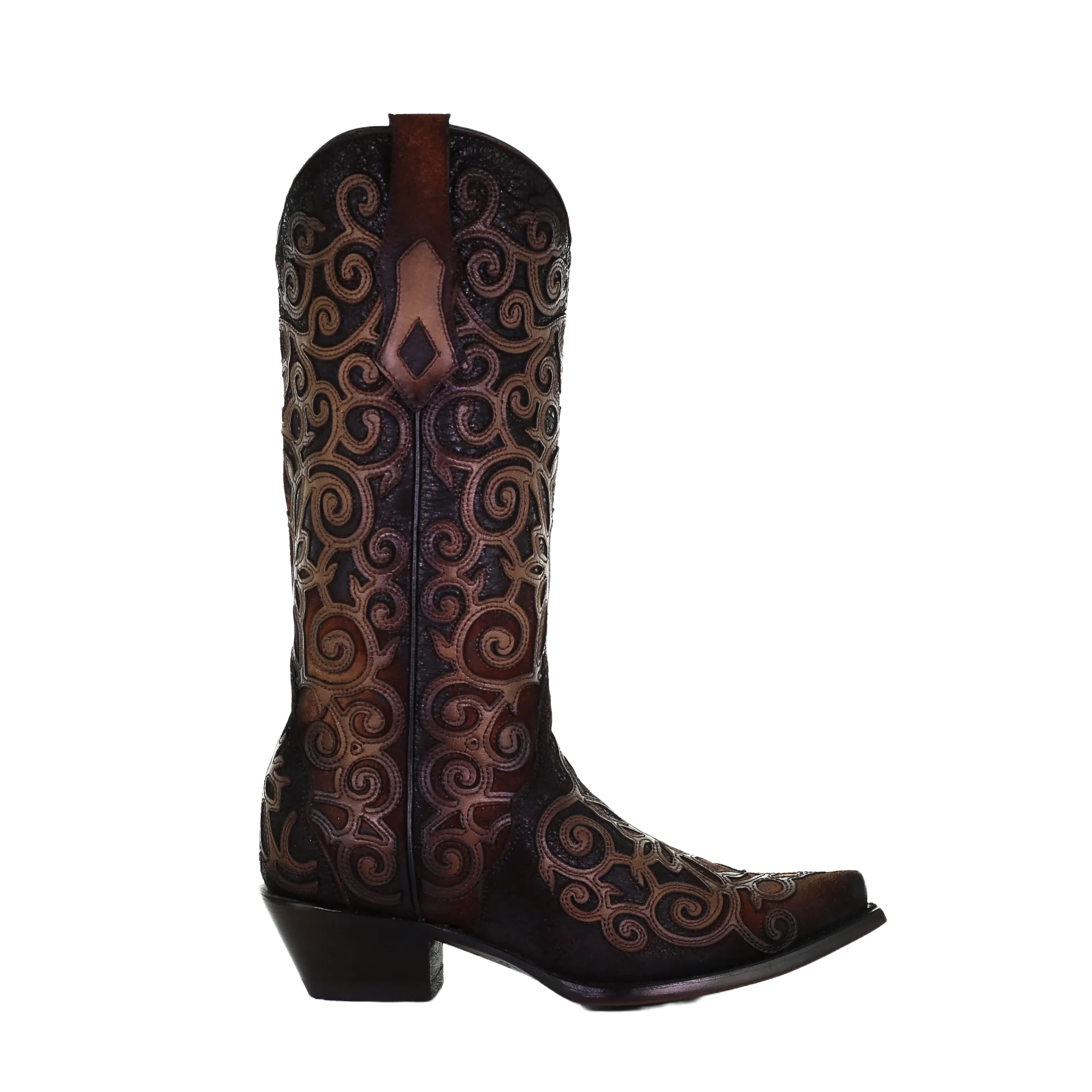 Corral Ladies Chocolate Lamb Overlay with Embroidery Boots C3744