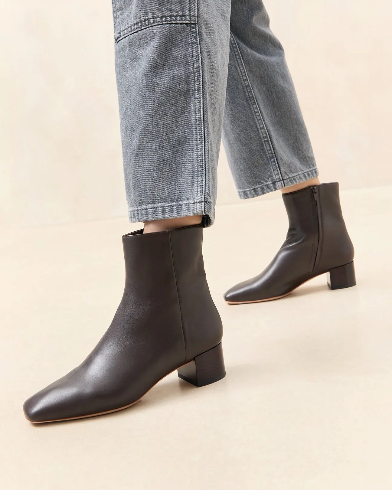 Ginny Square Toe Ankle Boot in Dark Brown