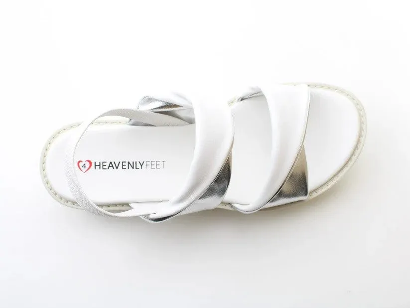 Heavenly Feet Ladies Sonia Elasticated Cushioned Lightweight Sandal-WHITE