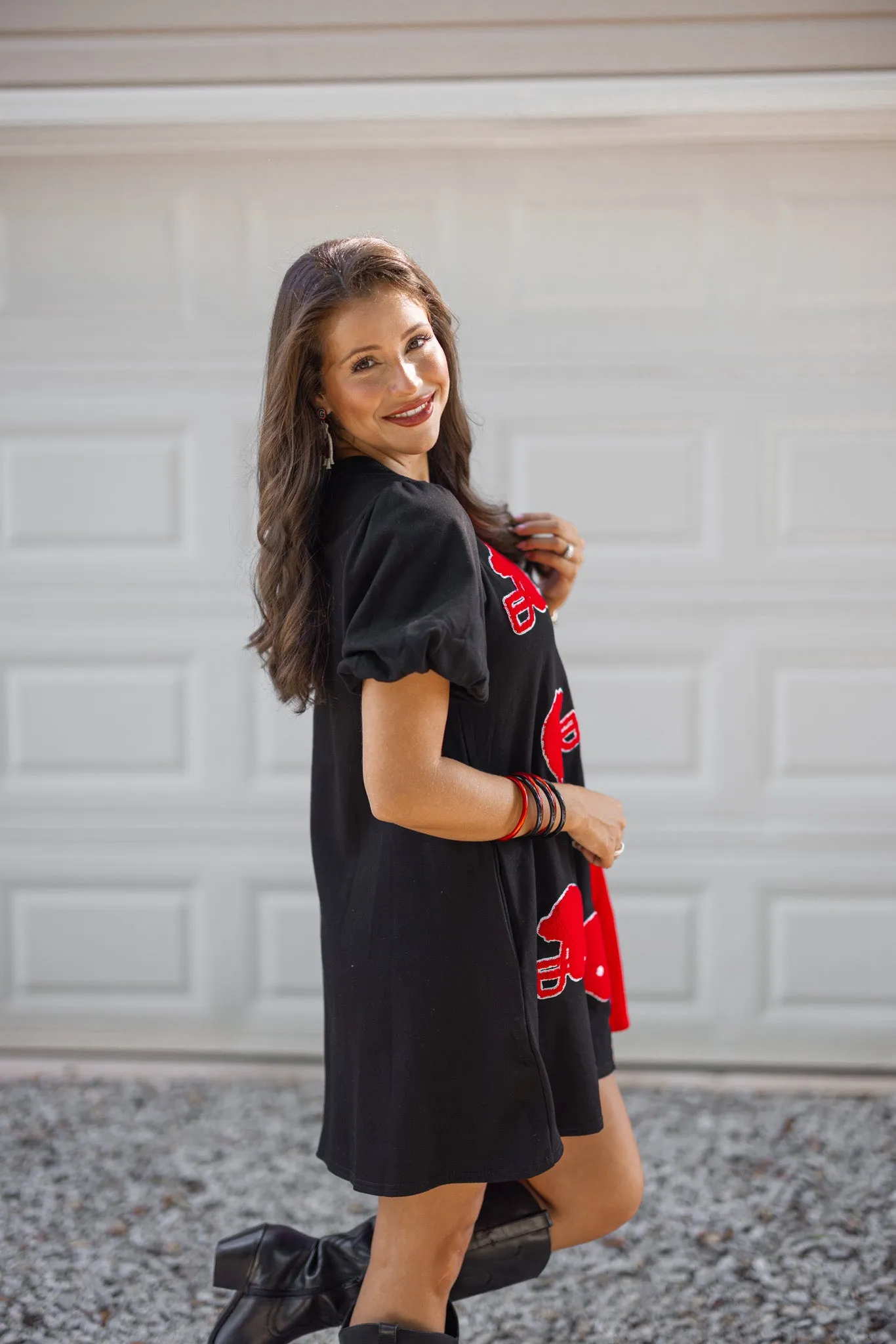 Helmets On Red Colorblock Dress