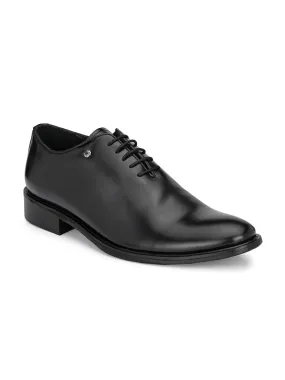 Hitz Men's Black Leather Lace up Formal Shoes