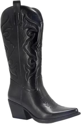 Ladmiple Cowboy Boots For Women Wide Calf Knee High Cowgirl Boots Embroidery Retro Fashion Tall Boot Pull On for Ladies 2024