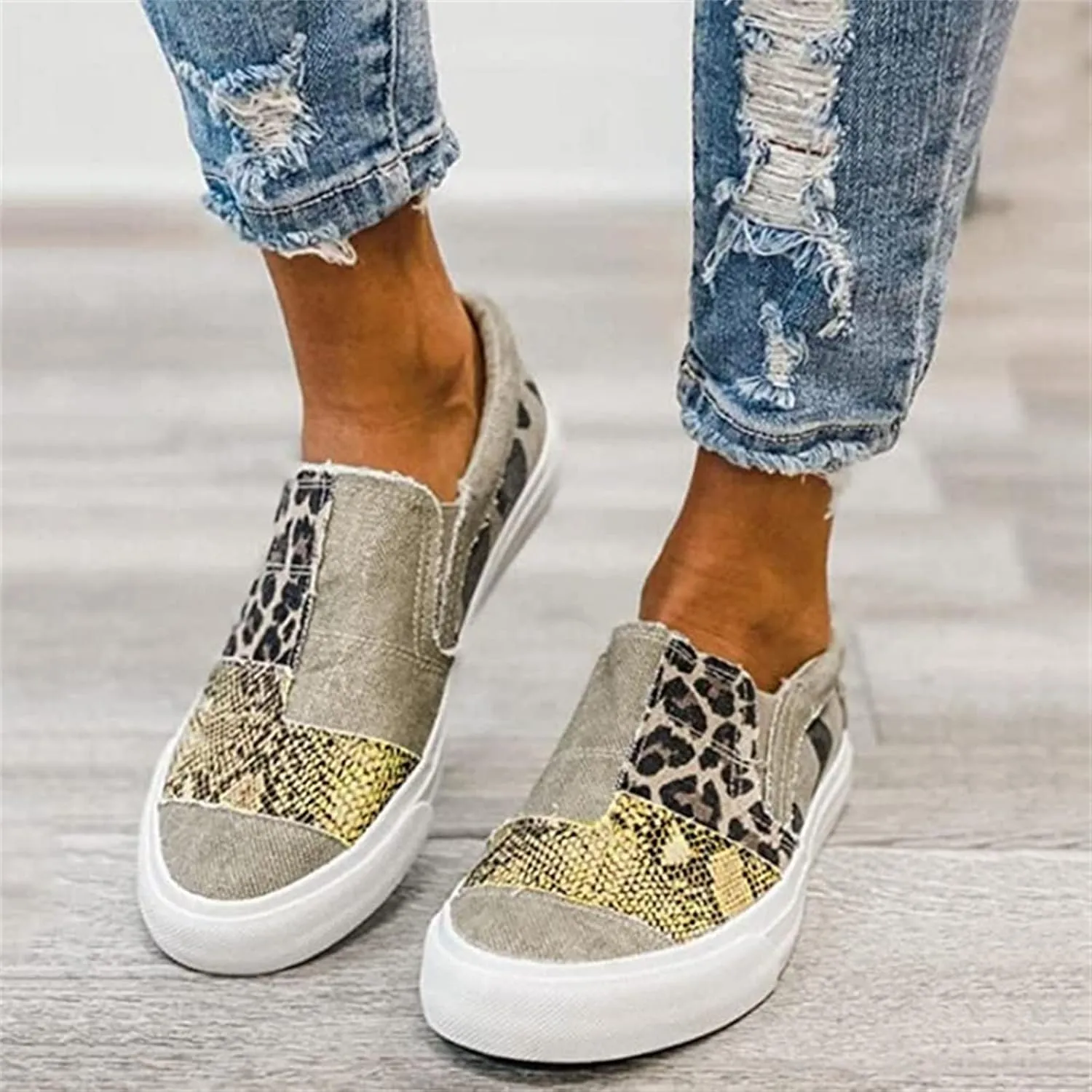 Ladmiple Shoes For Women Sneakers Slip Ons Walking Shoes Non Slip Lightweight Gym Fashion Lace Up Platform Flats Loafers