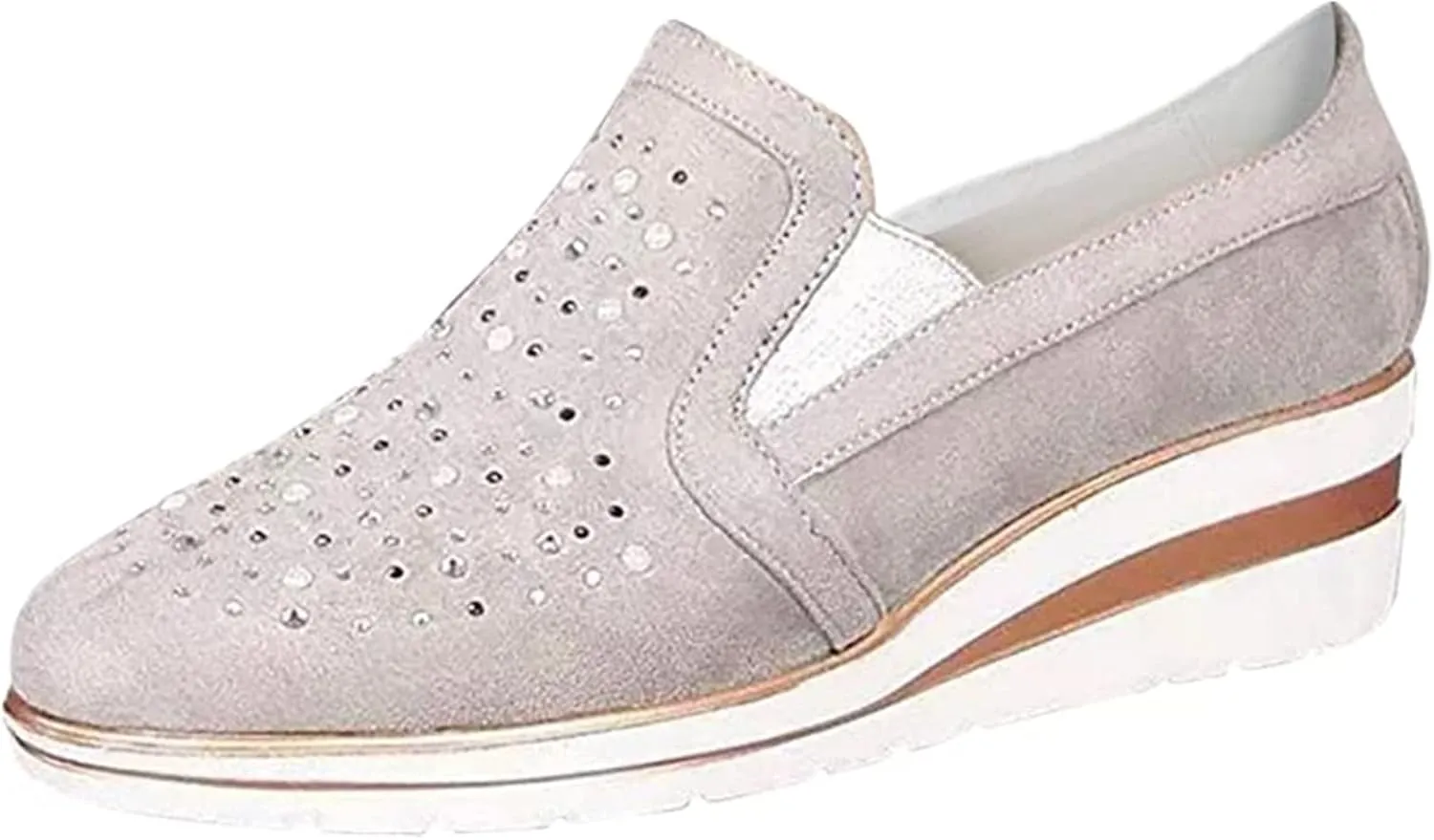 Ladmiple Shoes For Women Sneakers Trendy Fashion Slip on Walking Shoes Casual Summer Lace Low Platform Flats Loafers
