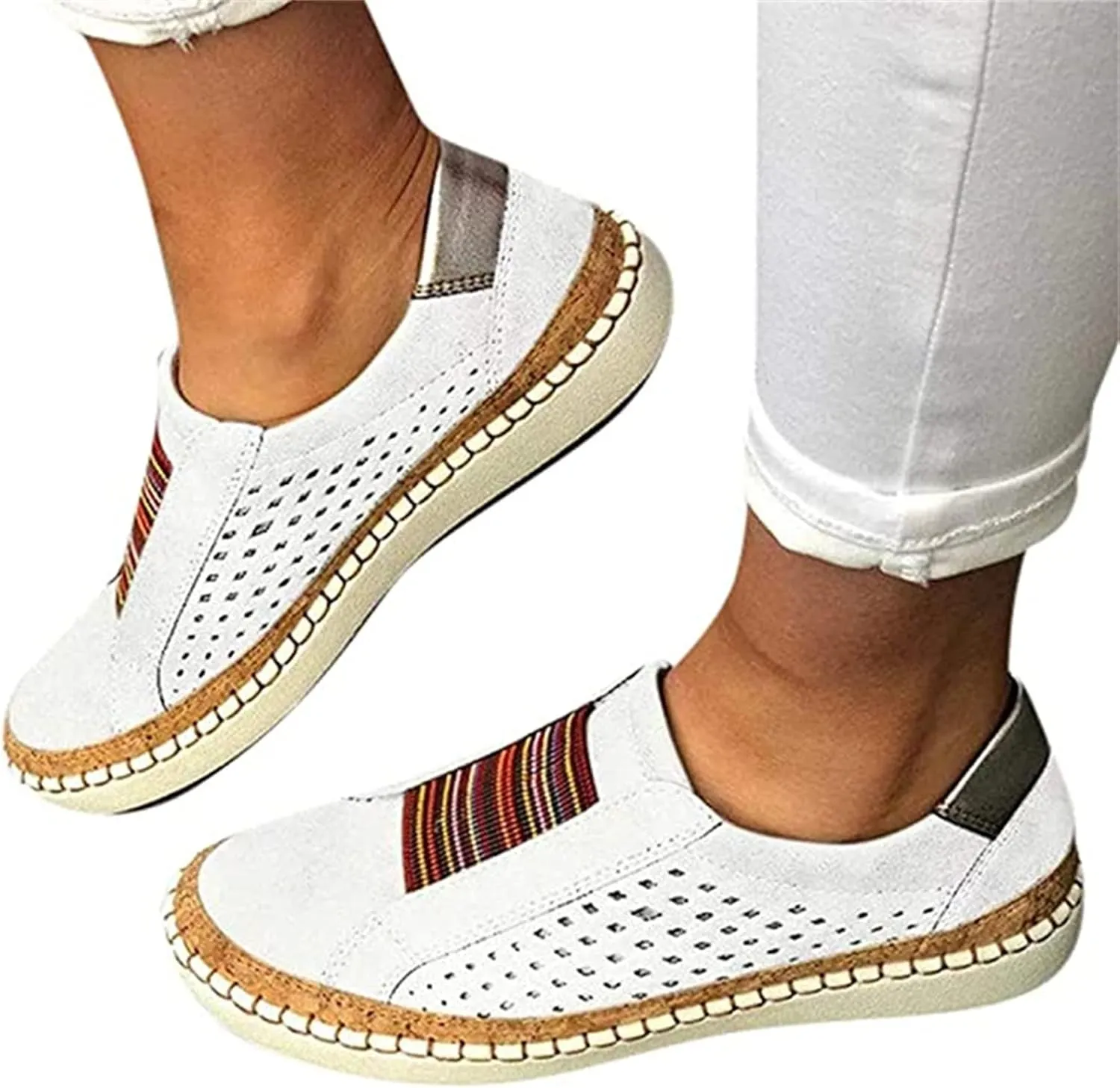 Ladmiple Sneakers For Women Slip On Wide Width Canvas Shoes Fashion Dressy Casual Summer Low Top Walking Flats Loafers