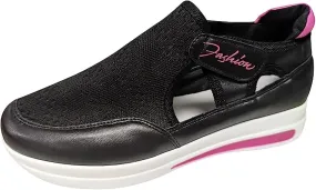 Ladmiple Sneakers For Women Slip On Wide Width Leather Walking Shoes Lace Up Dressy Casual Summer Platform Flats Loafers