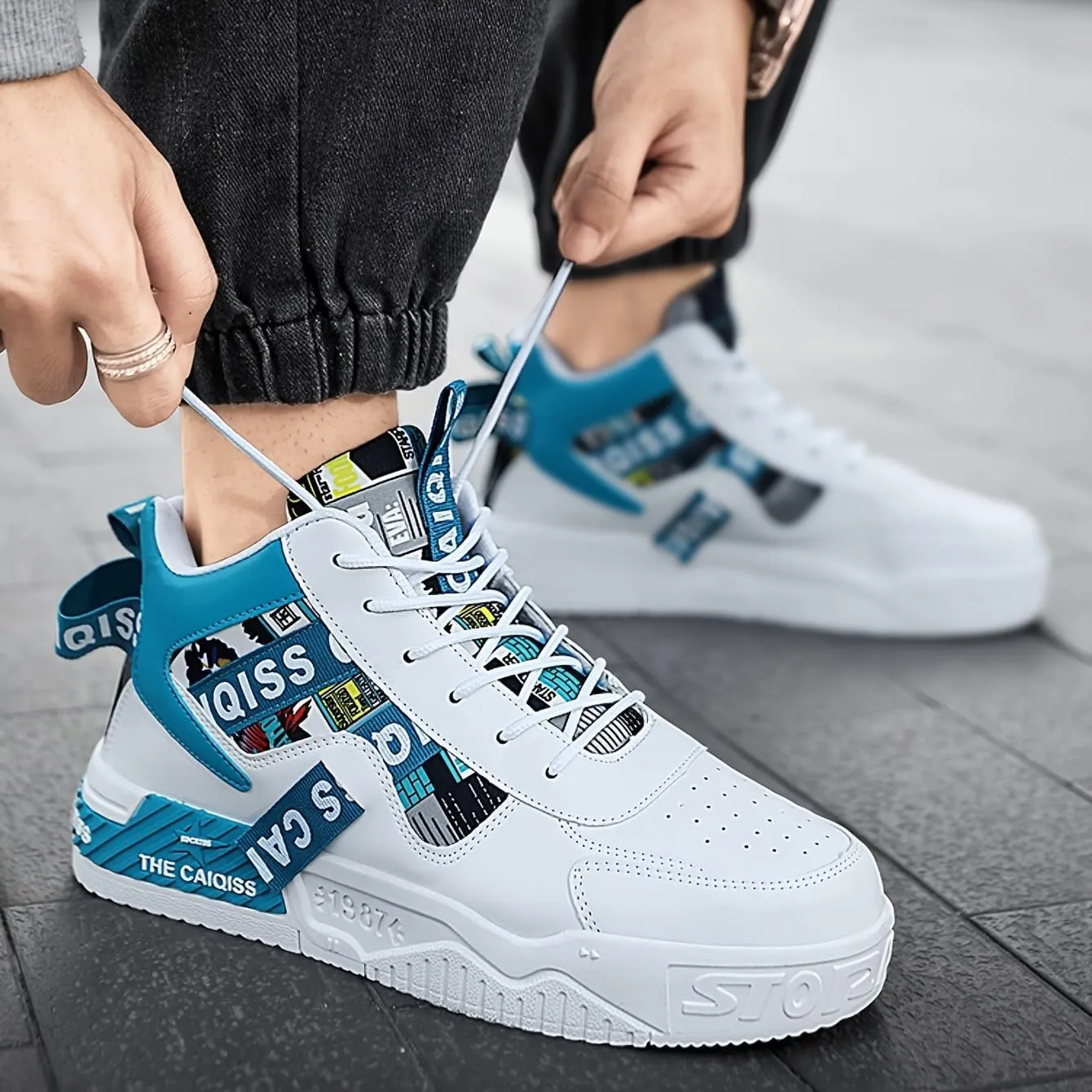 Mens High Top Sneakers Skate Casual Walking Shoes Street Fashion Sneakers Lightweight Shoes for All Seasons