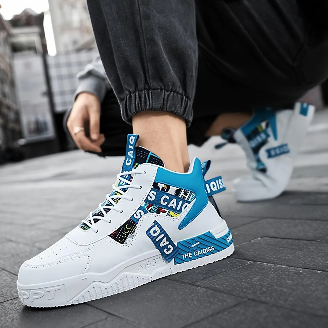 Mens High Top Sneakers Skate Casual Walking Shoes Street Fashion Sneakers Lightweight Shoes for All Seasons