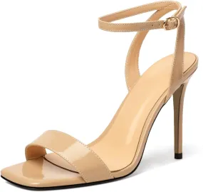 Mettesally Womens High Heel Sandals Open Toe Stilettos Slingback Crisscross Ankle Strap Heeled Sandals Prom Wedding Shoes