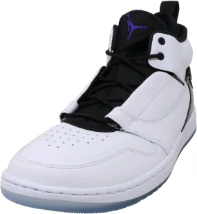 Nike Jordan Mens Fadeaway Leather High Top Basketball Shoes , White / Dark Concord / Black, 8