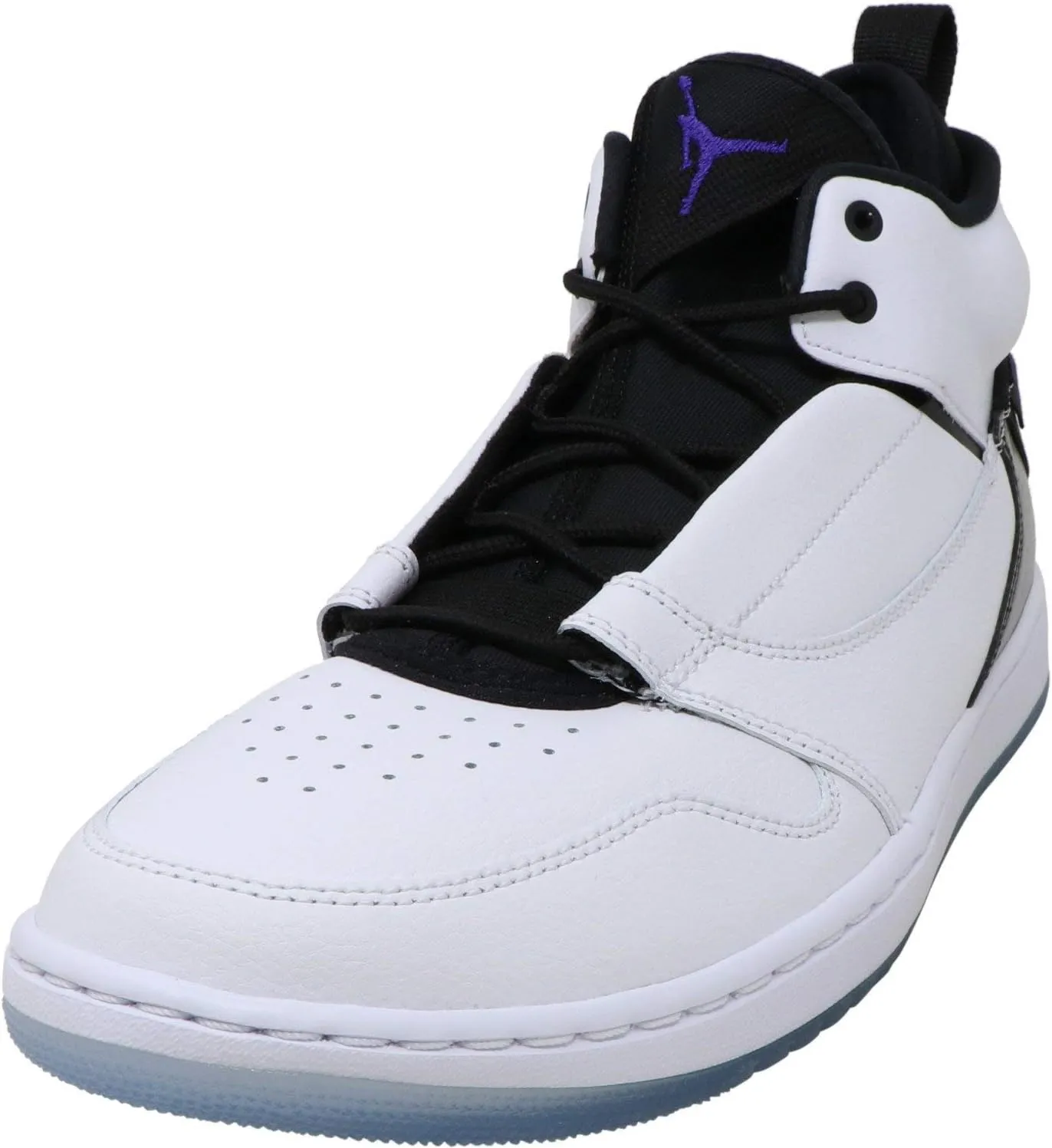 Nike Jordan Mens Fadeaway Leather High Top Basketball Shoes , White / Dark Concord / Black, 8