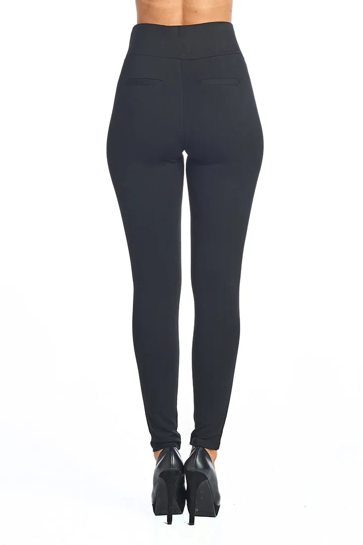 PP67 Ponte Leggings with PU Leather accents (More color options)