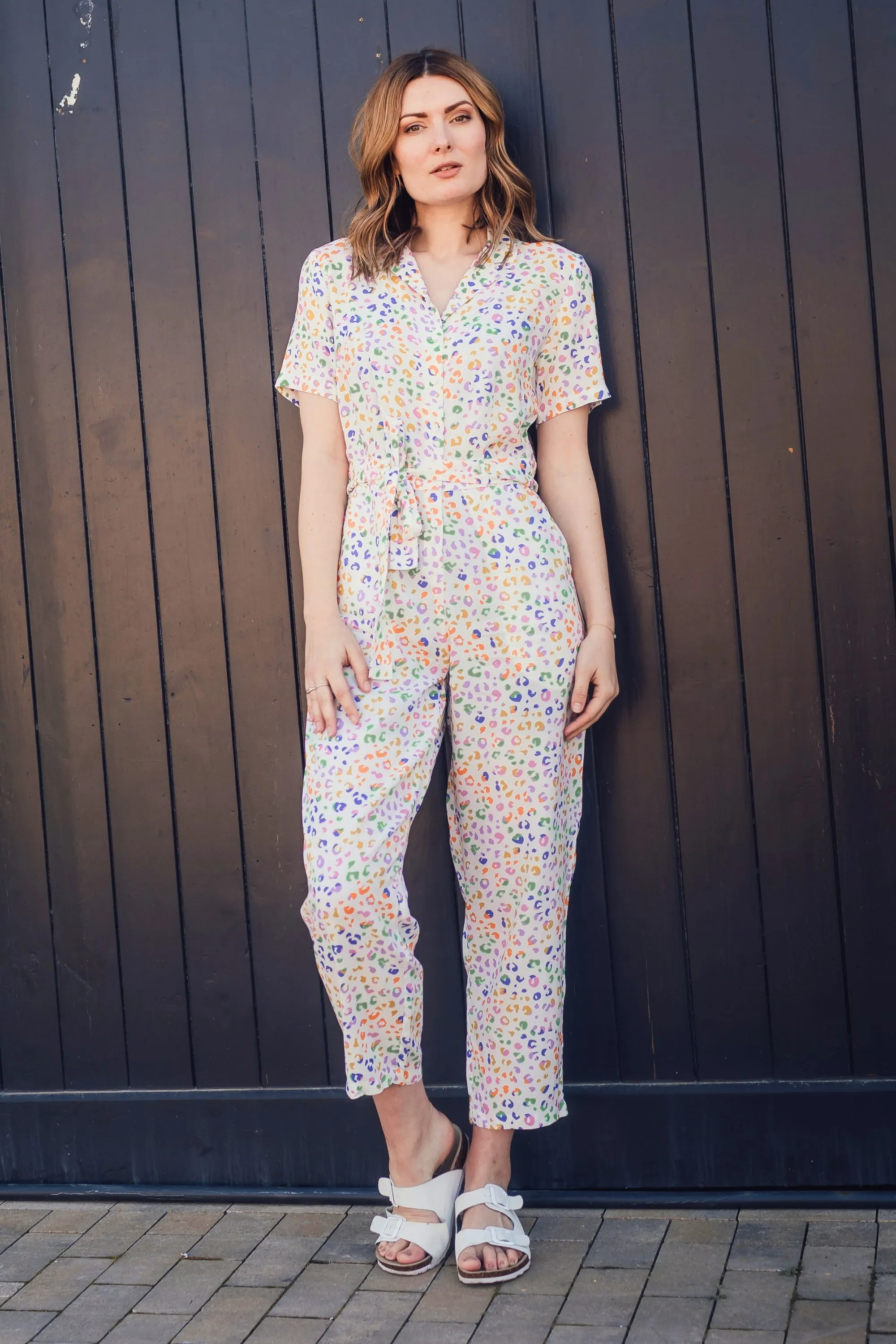 Rachel Jumpsuit - Off-White/Multi, Mottled Leopard
