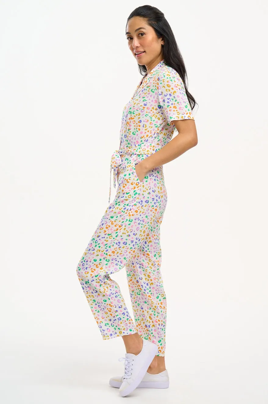 Rachel Jumpsuit - Off-White/Multi, Mottled Leopard
