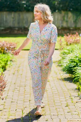 Rachel Jumpsuit - Off-White/Multi, Mottled Leopard