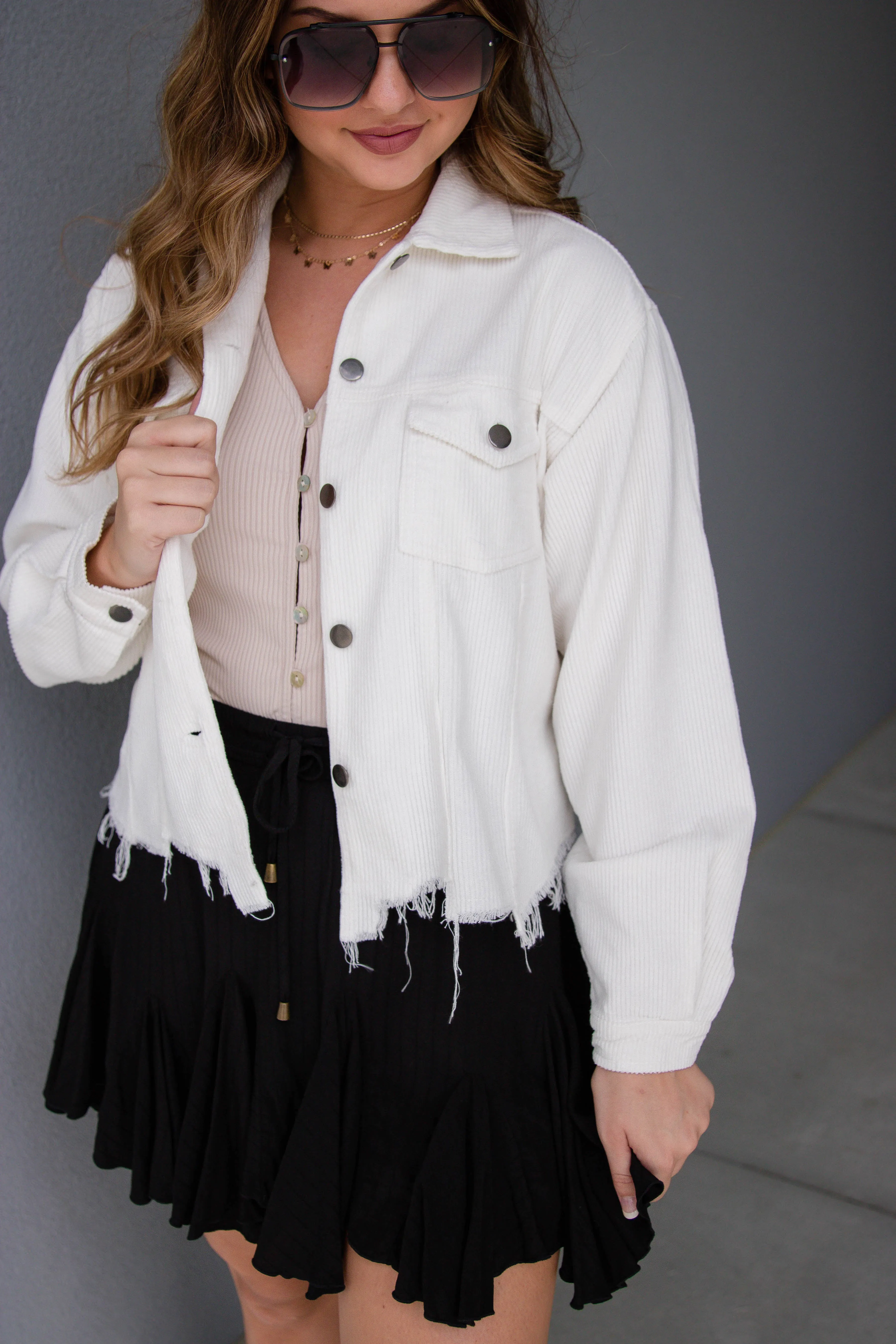 RESTOCK: Ready When You Are Corduroy Jacket-White