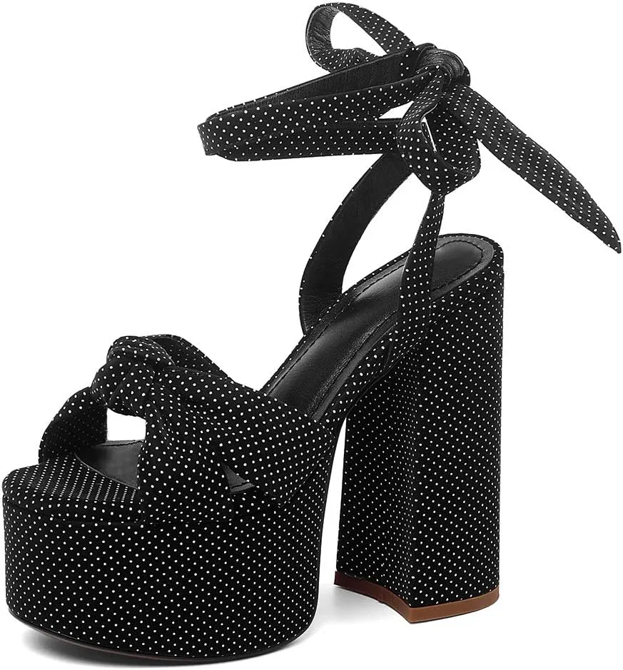Roimaash Fashion Platform Sandals Block High Heels