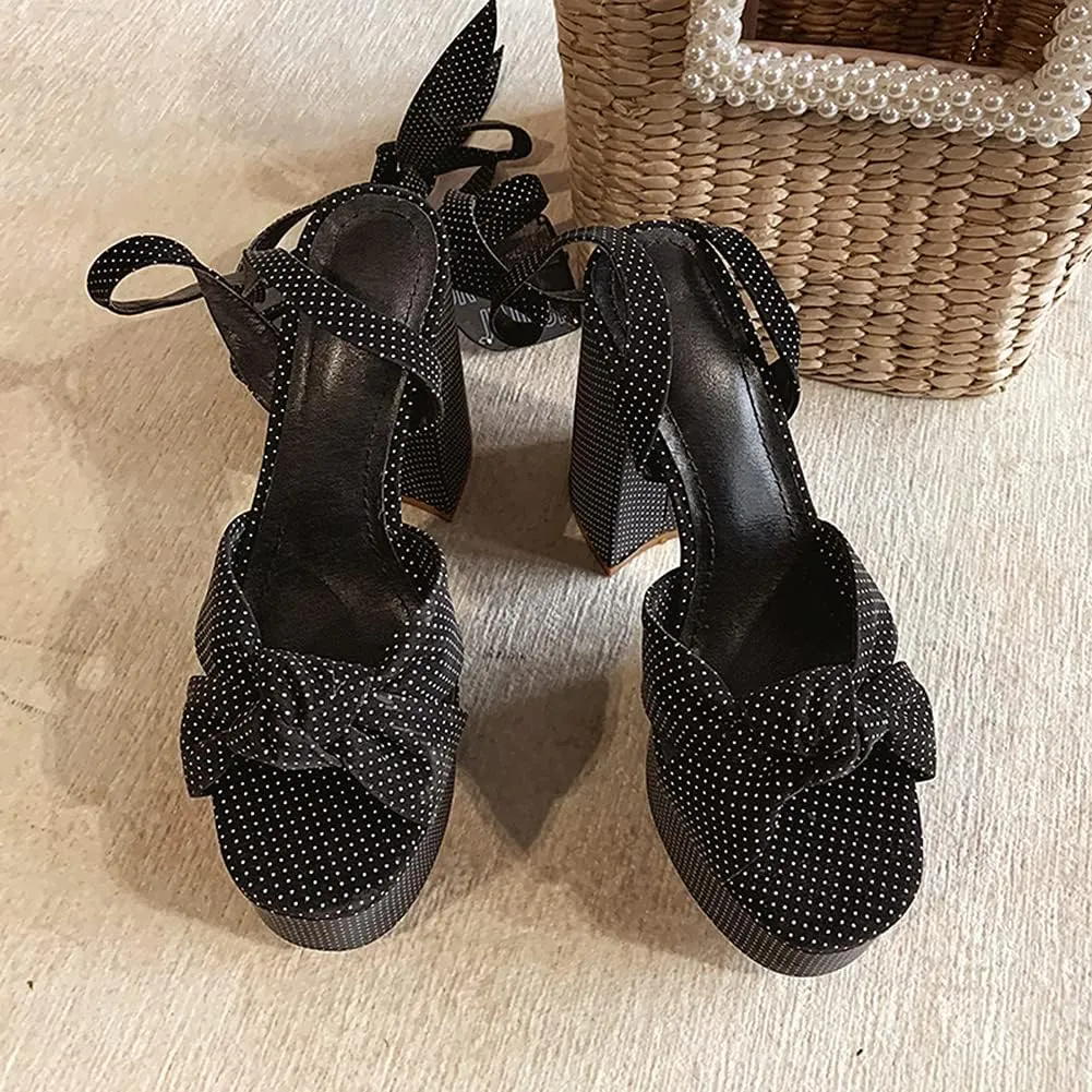 Roimaash Fashion Platform Sandals Block High Heels