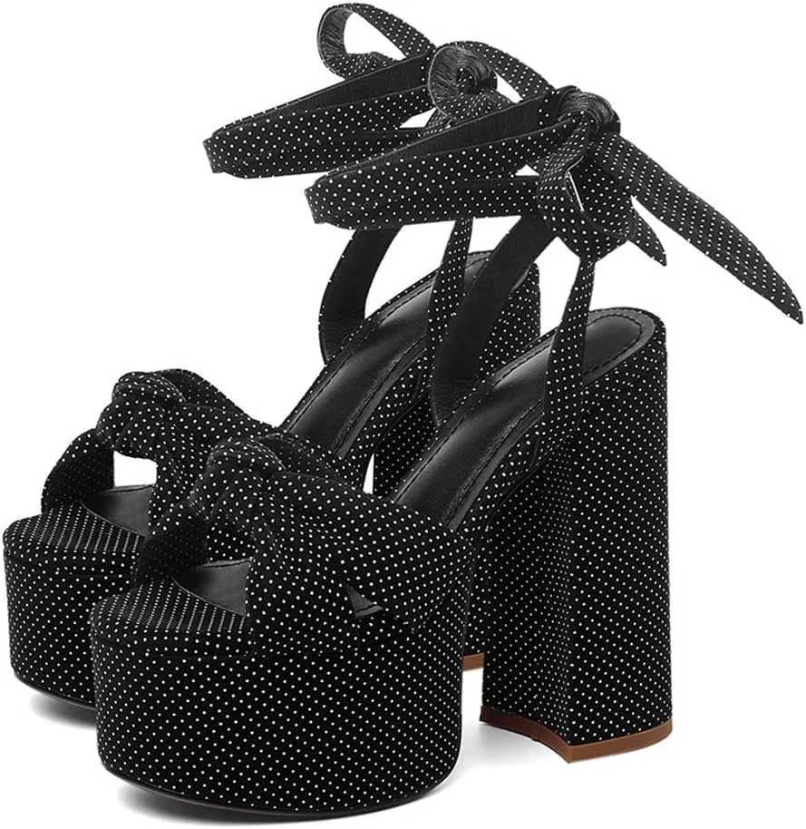 Roimaash Fashion Platform Sandals Block High Heels