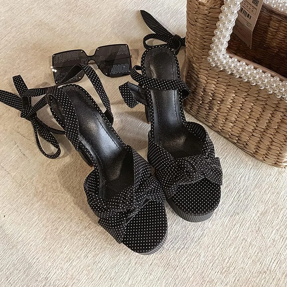 Roimaash Fashion Platform Sandals Block High Heels