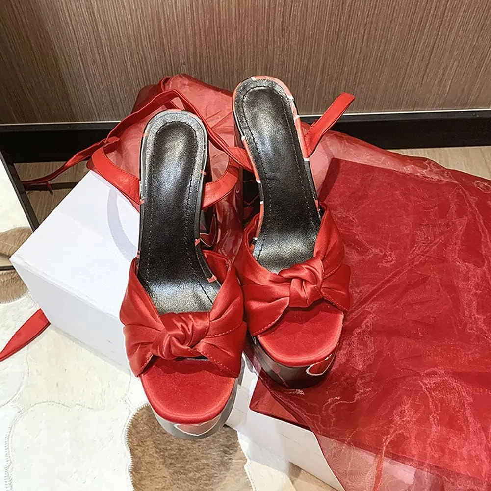 Roimaash Fashion Platform Sandals Block High Heels