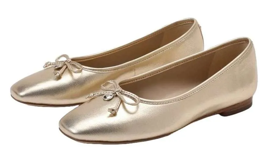 Sam Edelman Meadow Golden Yellow Multi Slip On Bow Detailed Ballet Flats