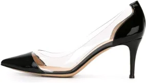 SAMMITOP Women's 65mm Pointed Toe Transparent Pumps Mid Heel Dress Shoes
