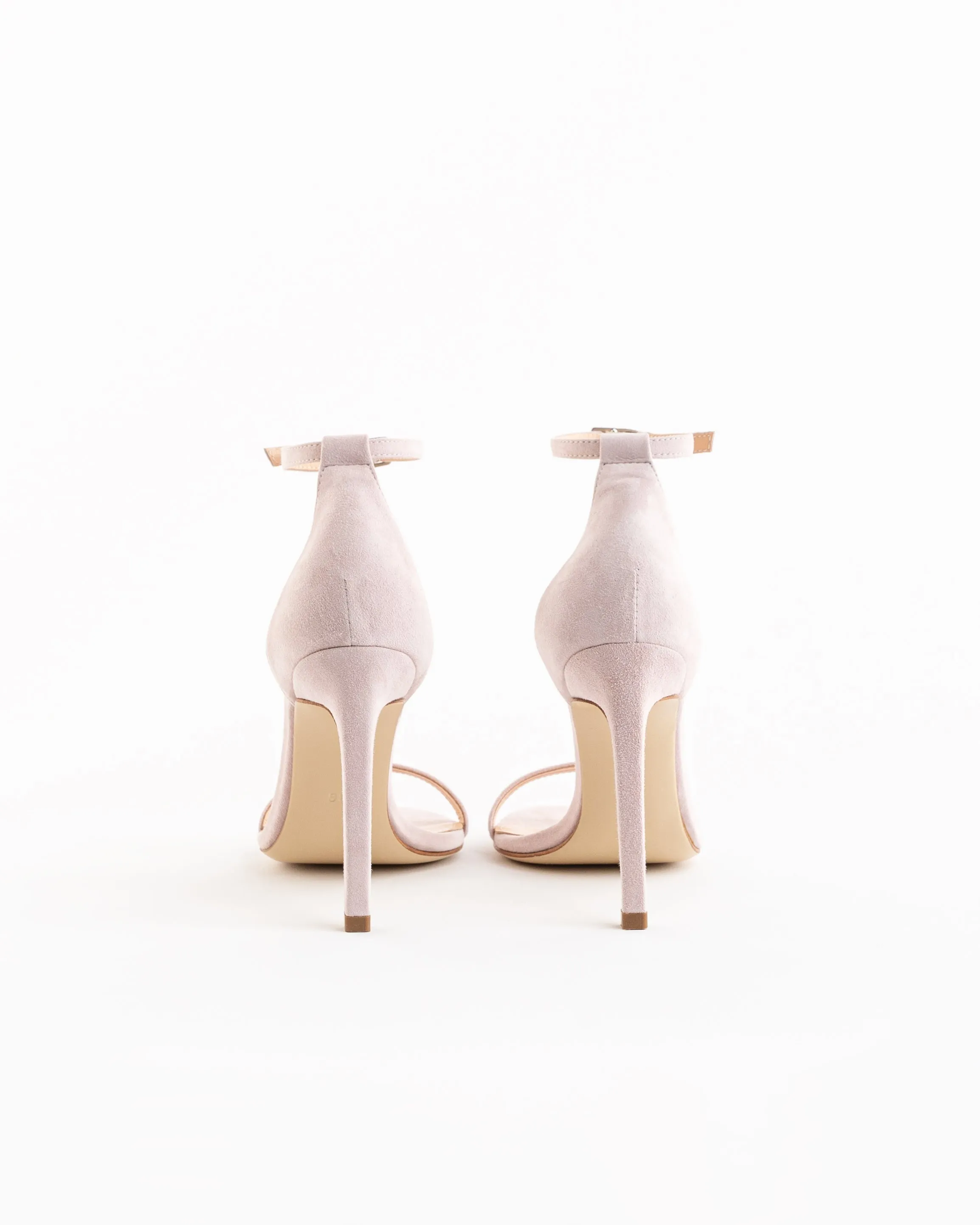 Tea Rose Suede Leather Open Toe High Block Heel Ankle Strap Sandals