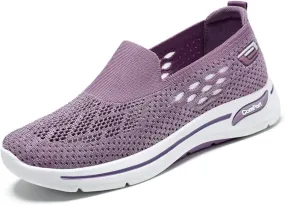 Walking Shoes Women Breathable Cutout Mesh Sneakers Knit Lightweight Comfortable Nurse Shoes Casual Walking Wide Flat Work Shoe for Spring Summer and Daily Wear
