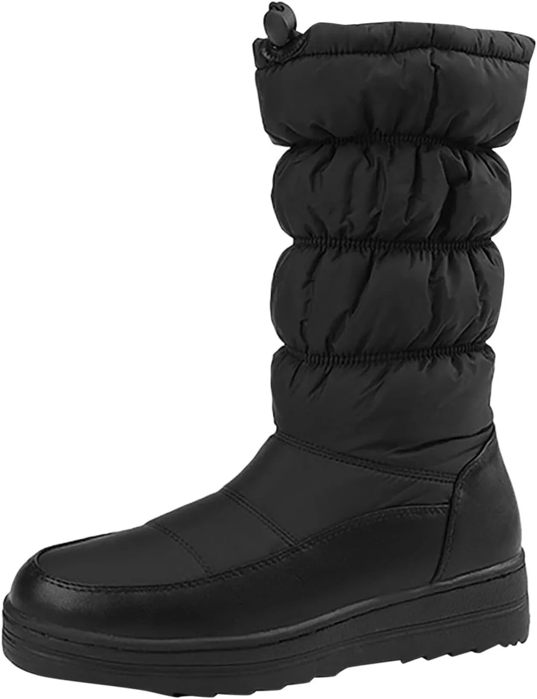 Winter Boots for Women Warm Fur Lined Mid Calf Winter Booties Puffy Waterproof Slip On Lightweight Womens Boots