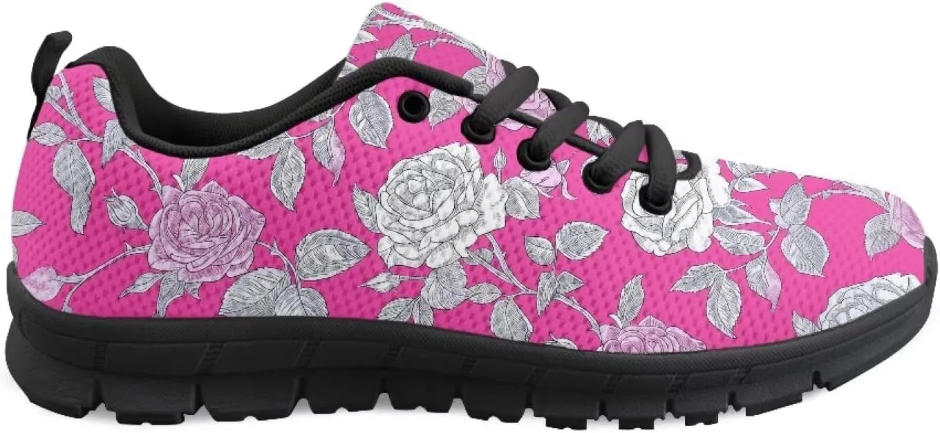Women Cushioned Running Shoe Outdoor Fashion Sneakers Low Top Casual Comfortable Shoes for Workout US 5-12 Black Sole