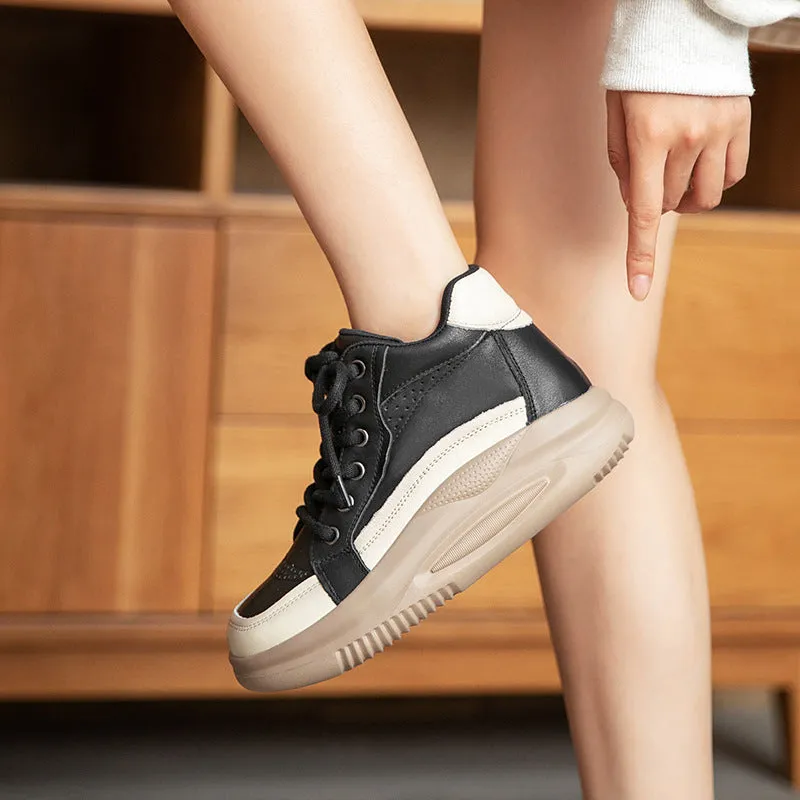 Women Fashion Patchwork Leather Thick Soled Ankle Boots
