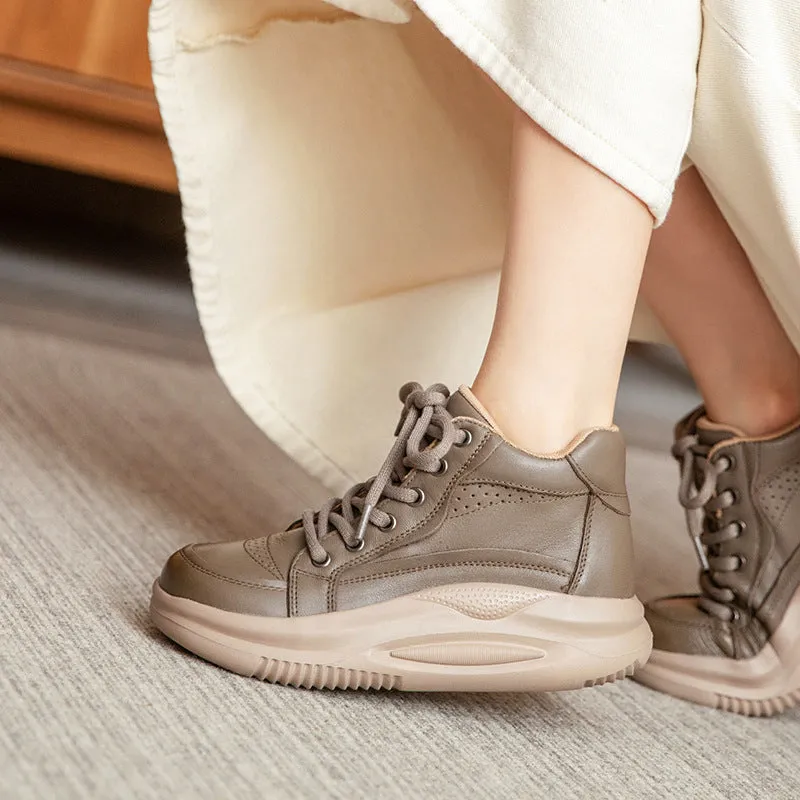 Women Fashion Patchwork Leather Thick Soled Ankle Boots