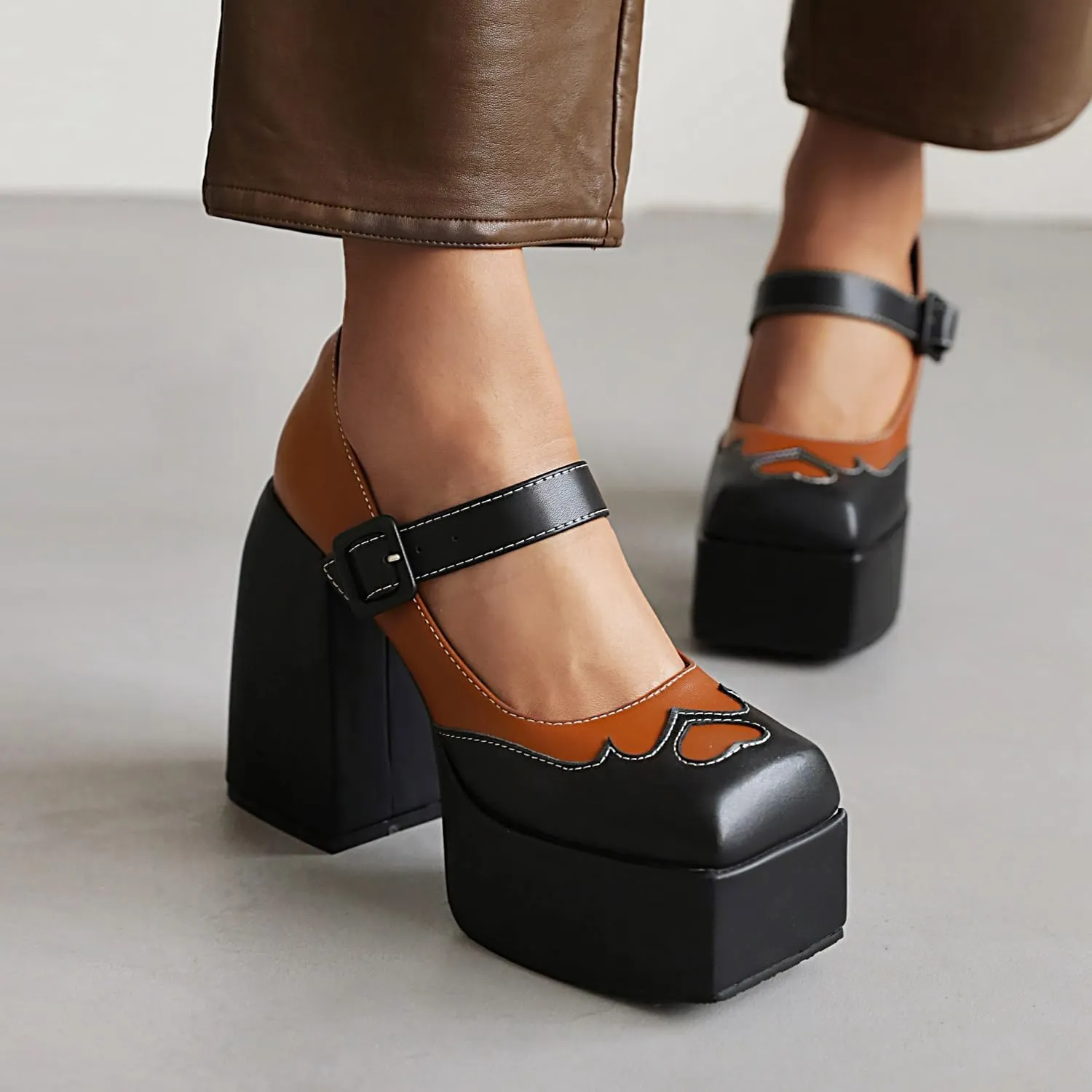 Women's Closed Toe Block Chunky Platform High Heel Dress Pumps Shoes