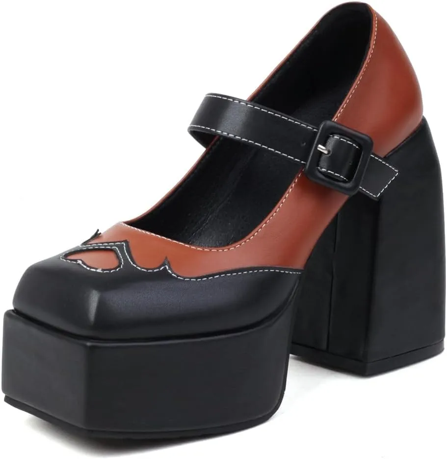 Women's Closed Toe Block Chunky Platform High Heel Dress Pumps Shoes