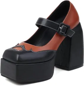Women's Closed Toe Block Chunky Platform High Heel Dress Pumps Shoes